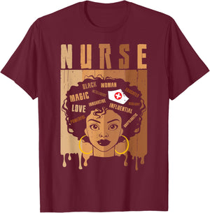 Nurse African American Melanin Black History Month Nurse T-Shirt - T-Shirt | Maroon
