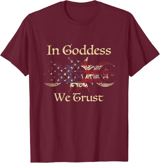 In Goddes We Trust Witch Lover American Flag 4th of July Men T-Shirt - T-Shirt | Maroon