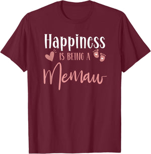 Happiness Is Being A Memaw Baby Girl Announcement Birthday T-Shirt - T-Shirt | Maroon