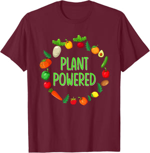 Plant Powered Retro Funny Gym Workout Vegetarian Vegan Lover T-Shirt - T-Shirt | Maroon