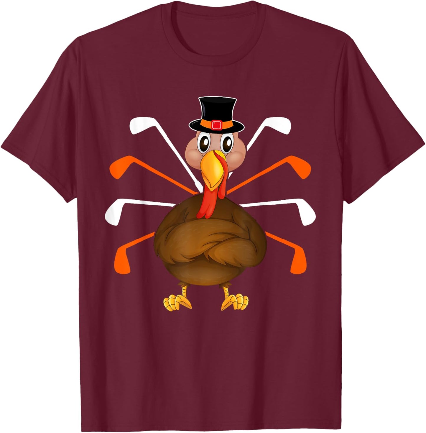Turkey Golf Thanksgiving Turkey Sport Player Autumn Fall T-Shirt - T-Shirt | Maroon