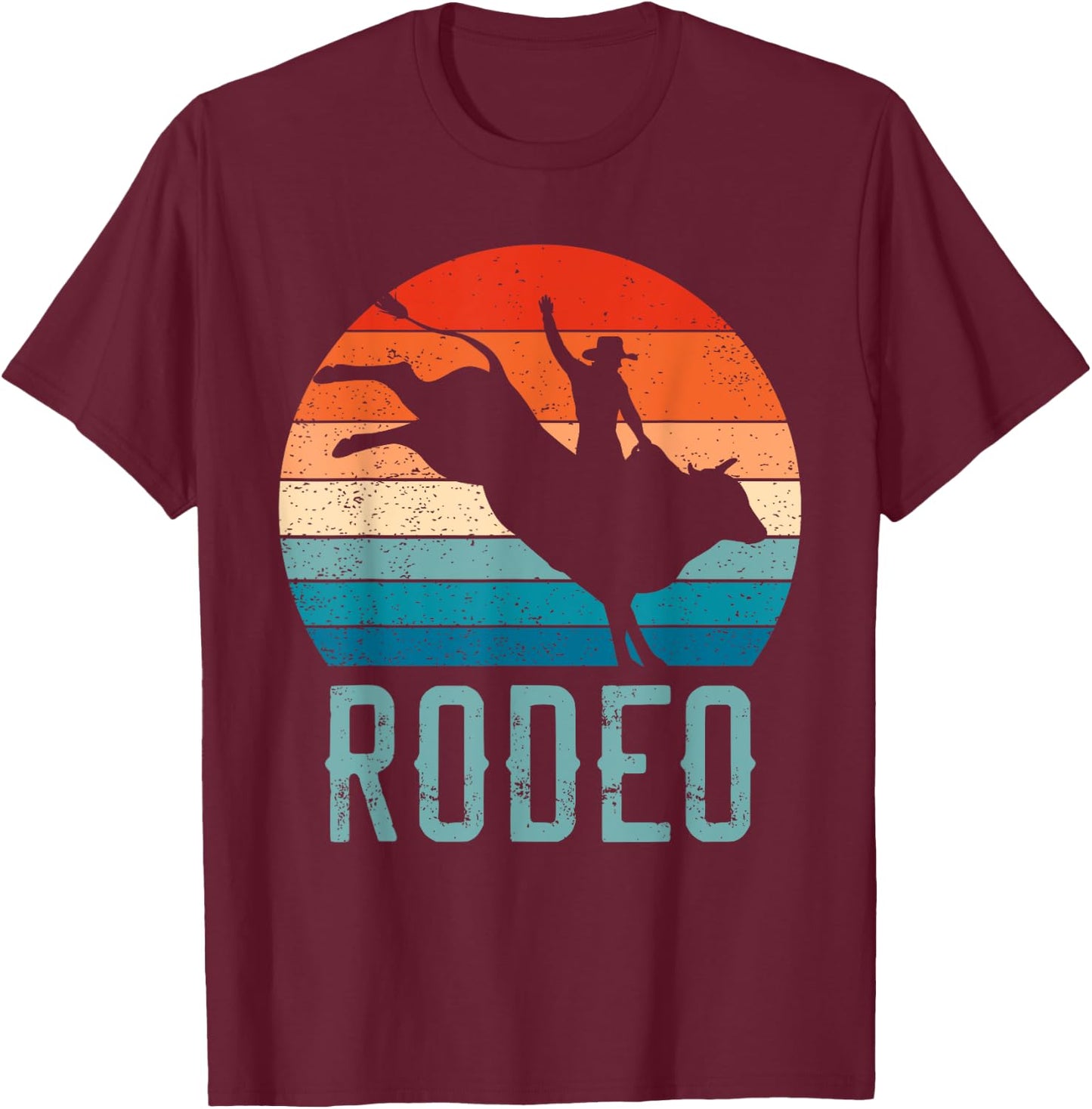 Vintage Rodeo Bull Riding Cowboy Bull Rider Apparel T-Shirt - T-Shirt | Maroon