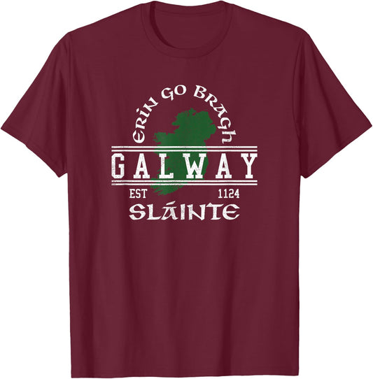 Galway Ireland Slàinte Irish T-Shirt - T-Shirt | Maroon