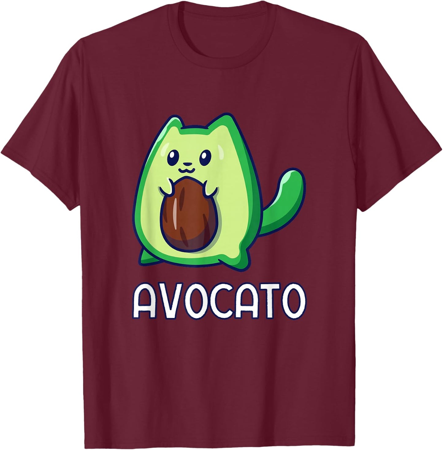 Avogato Avocado Cat Vegan T-Shirt - T-Shirt | Maroon