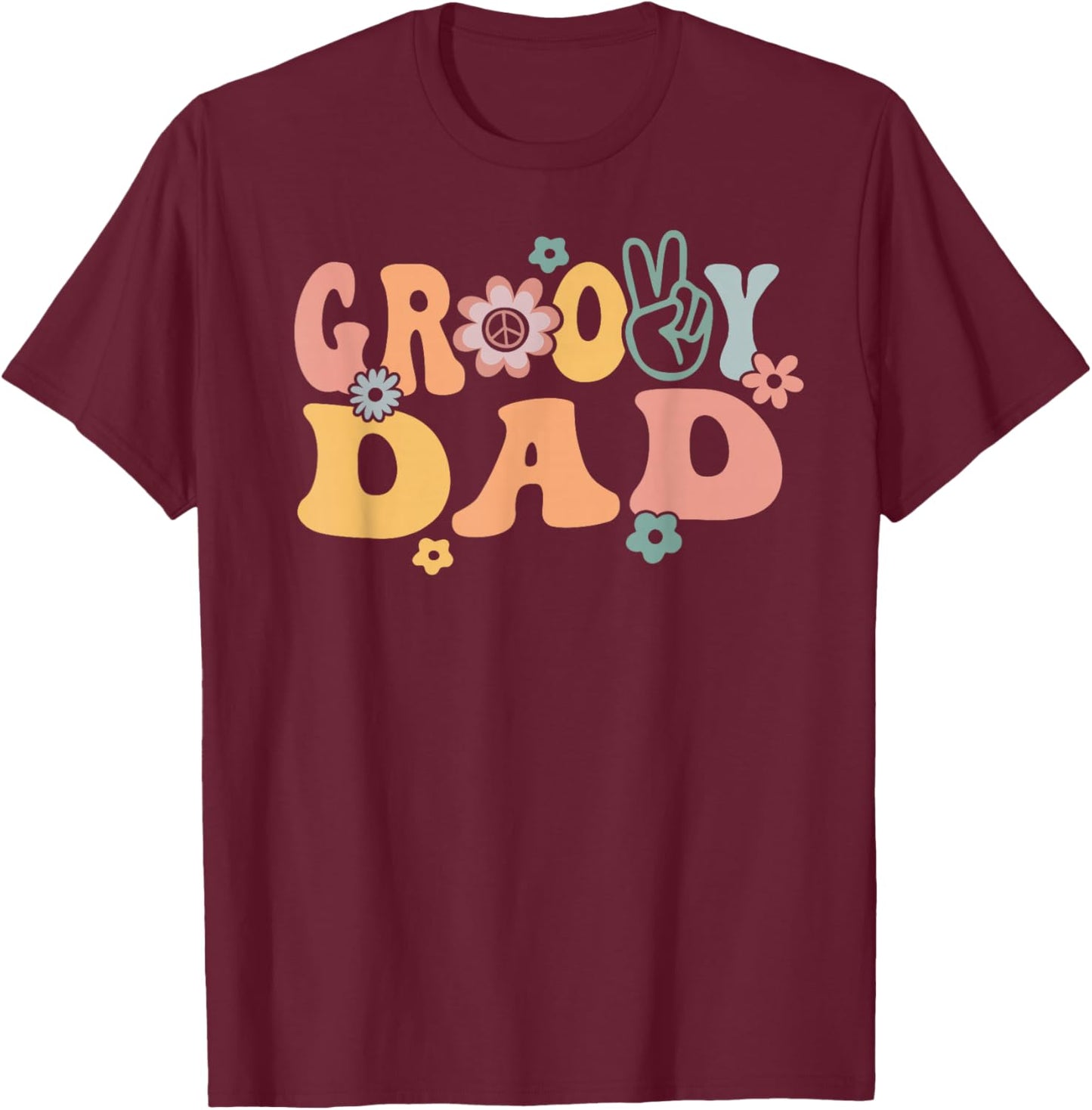 Groovy Dad Retro Father Matching Family 1st Birthday Party T-Shirt - T-Shirt | Maroon