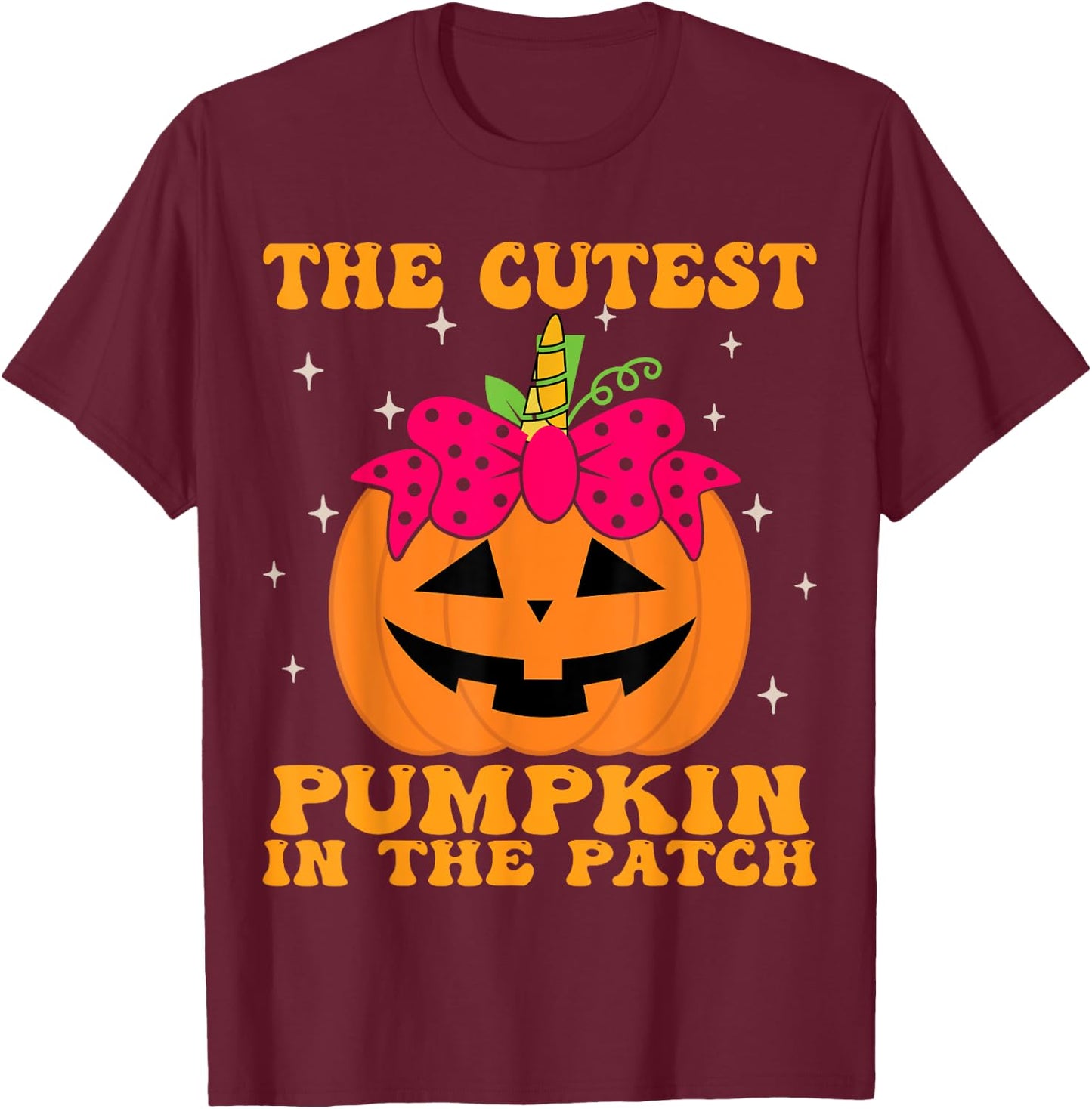 JackOLantern Halloween Pumpkin Unicorn Girl Toddler Kid Cute T-Shirt - T-Shirt | Maroon