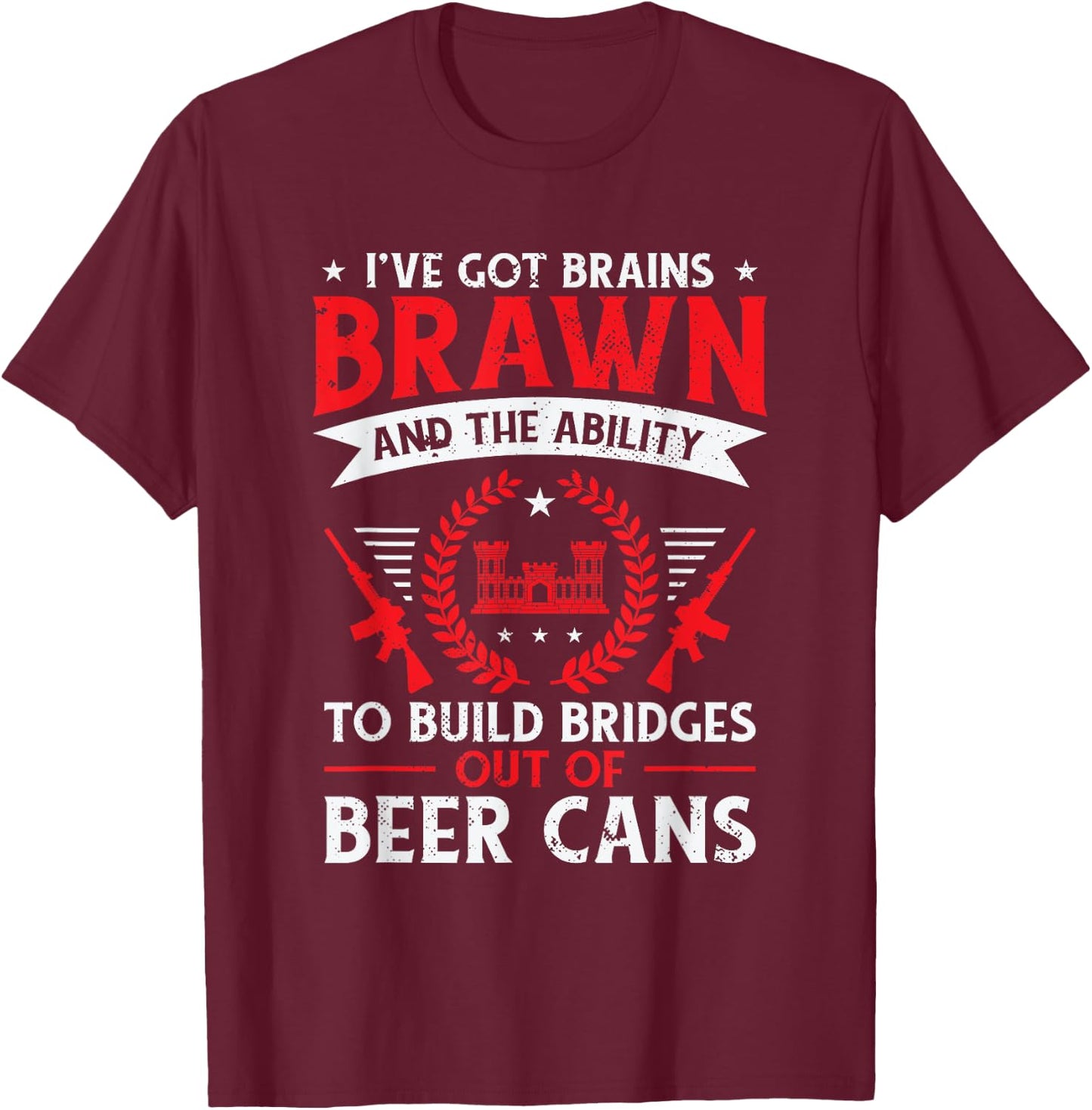 Combat Engineer Engineering Army U.S. Military Army Combat T-Shirt - T-Shirt | Maroon