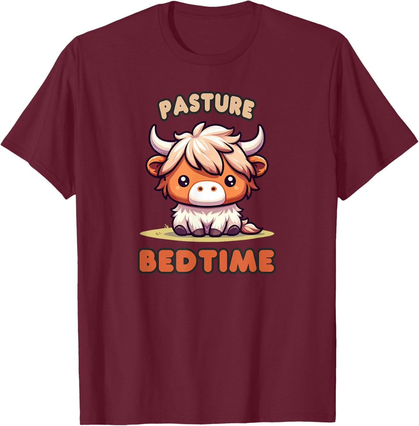 Pasture Bedtime Micro Mini Highland Cow Cute Calf Funny Moo T-Shirt - T-Shirt | Maroon