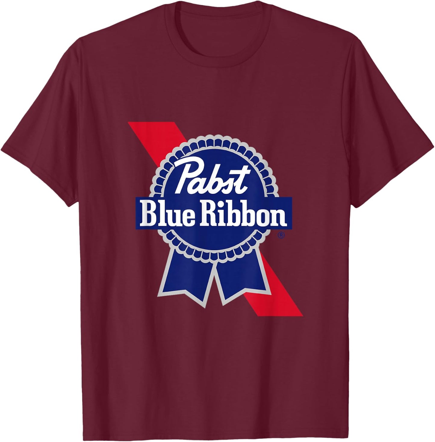 Pabst Crest and Ribbon Licensed Logo T-Shirt - T-Shirt | Maroon