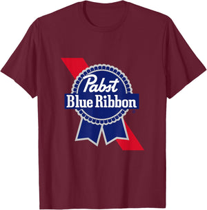 Pabst Crest and Ribbon Licensed Logo T-Shirt - T-Shirt | Maroon