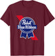 Pabst Crest and Ribbon Licensed Logo T-Shirt - T-Shirt | Maroon