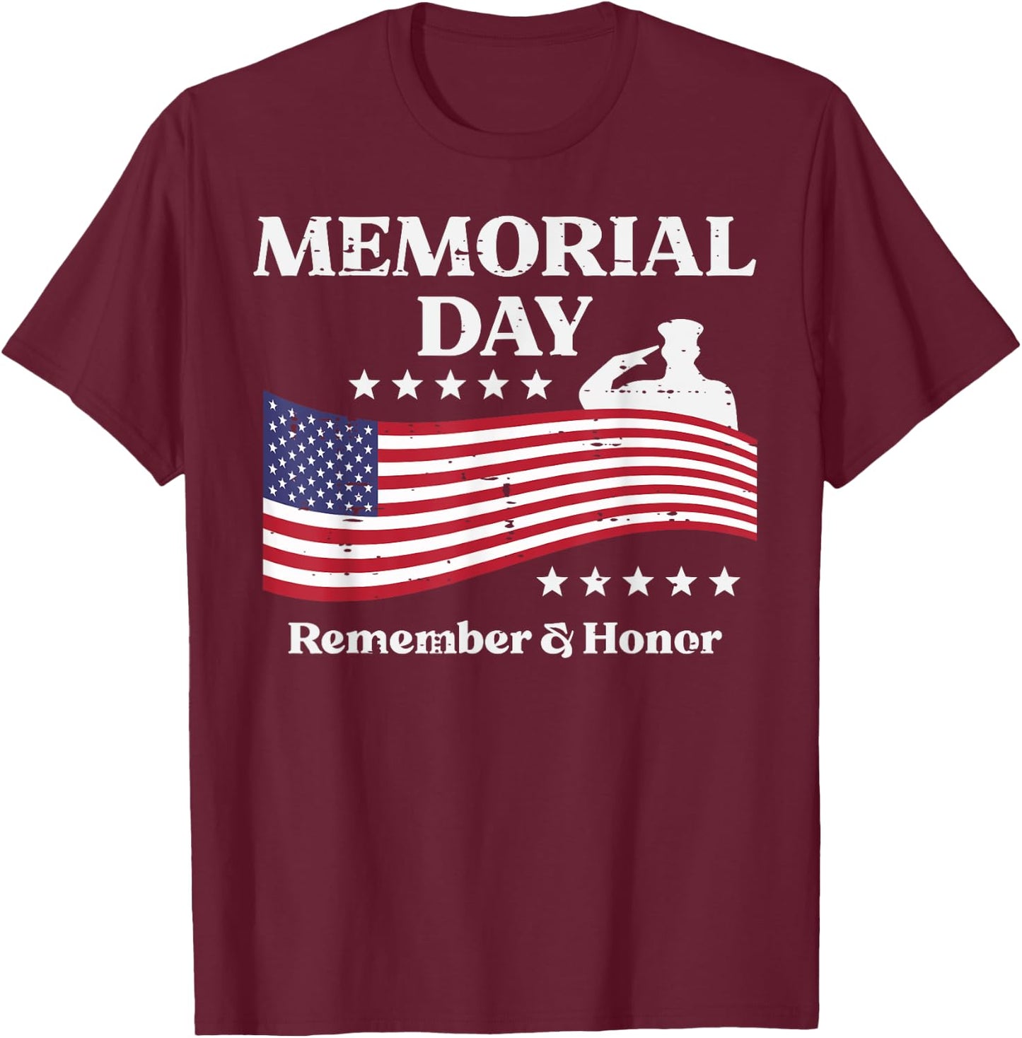 Memorial Day USA Flag Remember Honor Patriot Men Women Kids T-Shirt - T-Shirt | Maroon