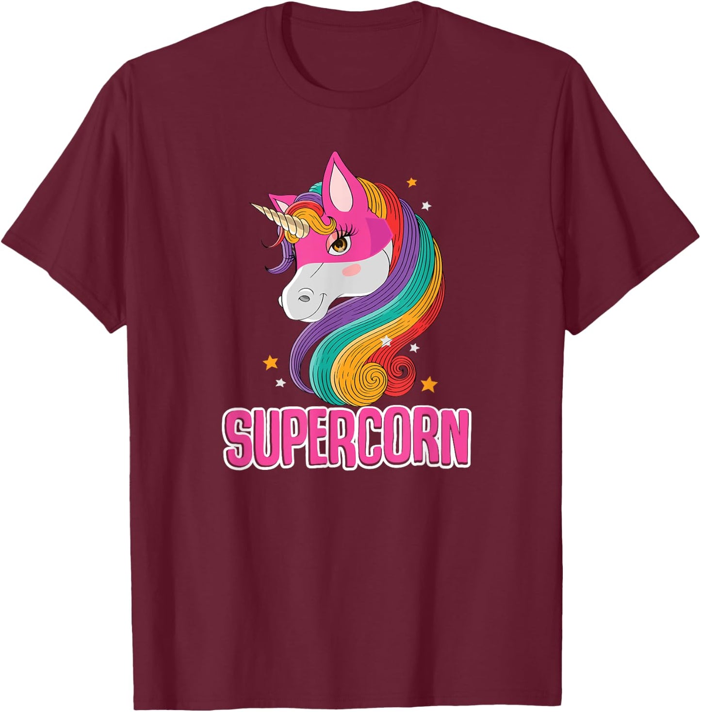 Unicorn Costume Girls Super Hero Magic Horse Cute Supercorn T-Shirt - T-Shirt | Maroon