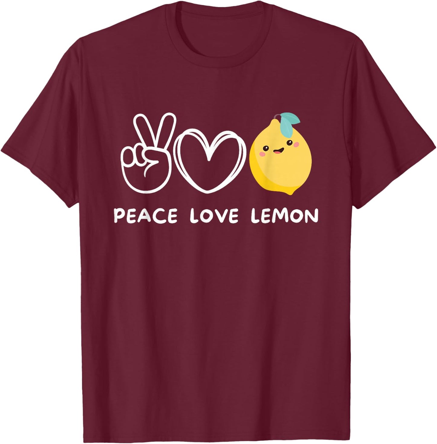 Peace, Love Lemon Retro Lemon Lover Fruit Lover T-Shirt - T-Shirt | Maroon