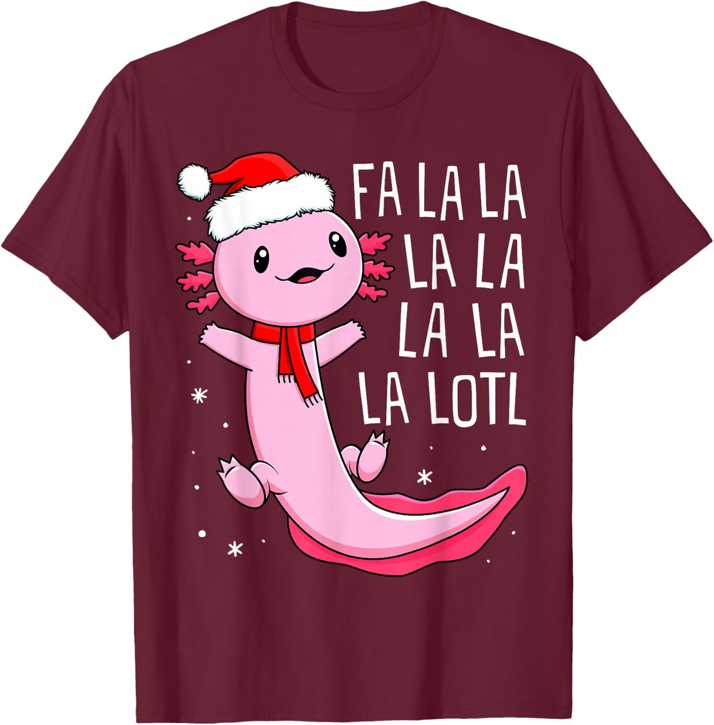 Funny Fa La La Lotl Axolotl Toddler Kids Boys Christmas Xmas T-Shirt - T-Shirt | Maroon
