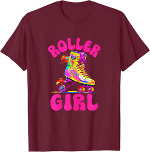 Roller Derby Roller Girl Skating Skater Skate Retro T-Shirt - T-Shirt | Maroon