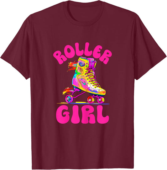 Roller Derby Roller Girl Skating Skater Skate Retro T-Shirt - T-Shirt | Maroon