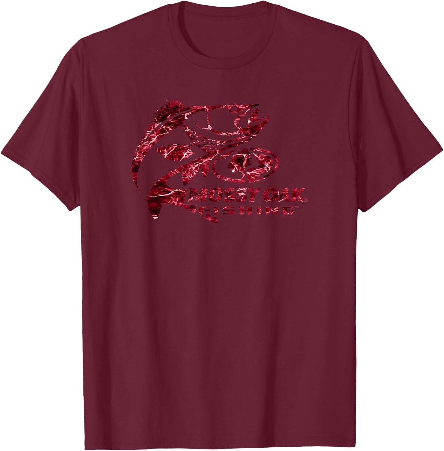 Mossy Oak Fishing Bass Target Ocean Outdoors Red Logo T-Shirt - T-Shirt | Maroon