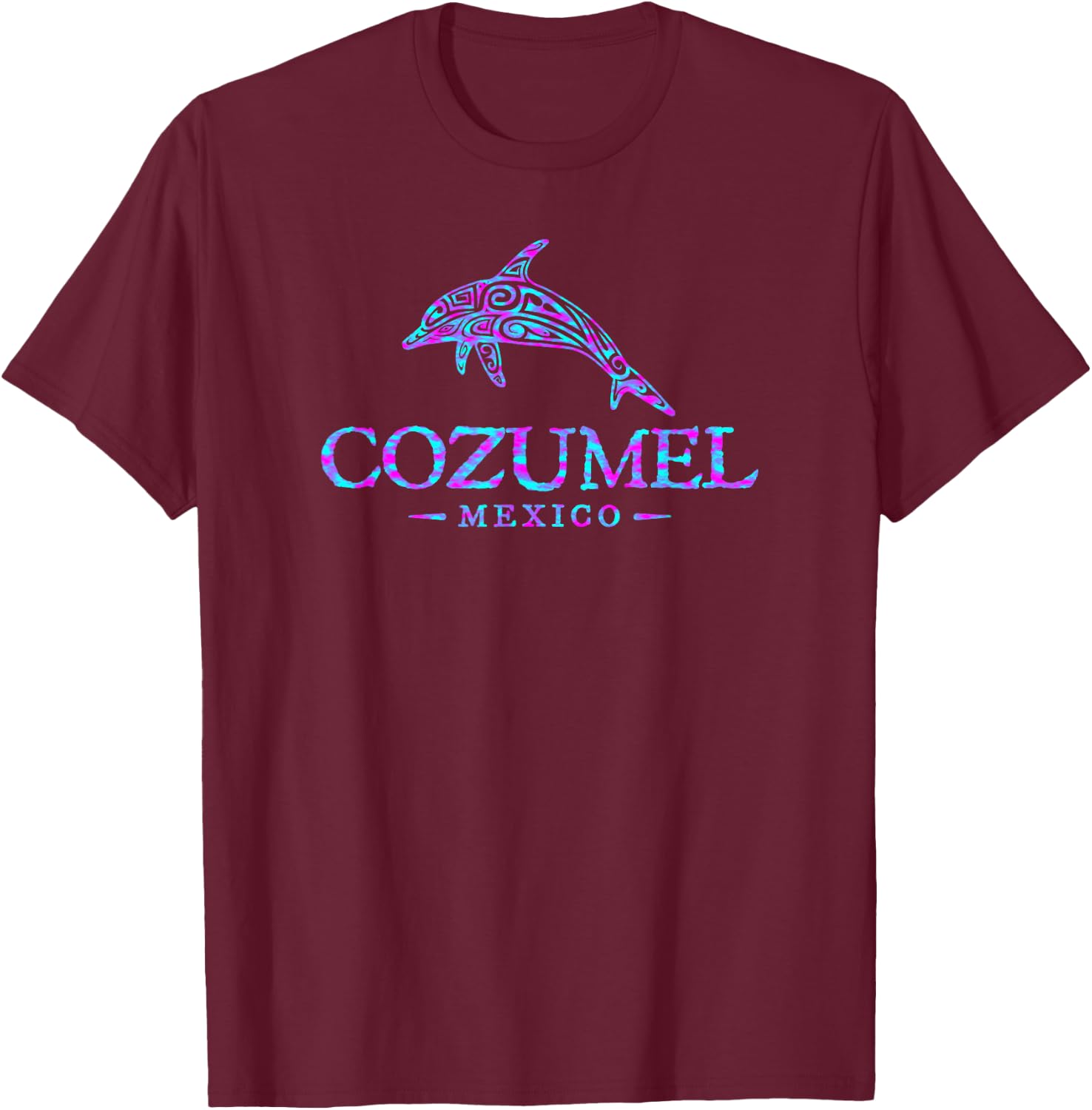 Cozumel Mexico Dolphin Retro Throwback Boys Girls Souvenir T-Shirt - T-Shirt | Maroon