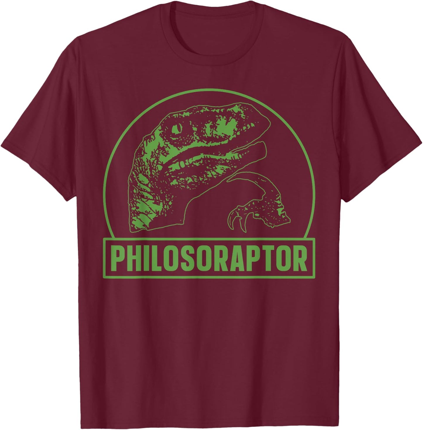Philosoraptor Funny Philosophy Meme Velociraptor Dinosaur T-Shirt - T-Shirt | Maroon