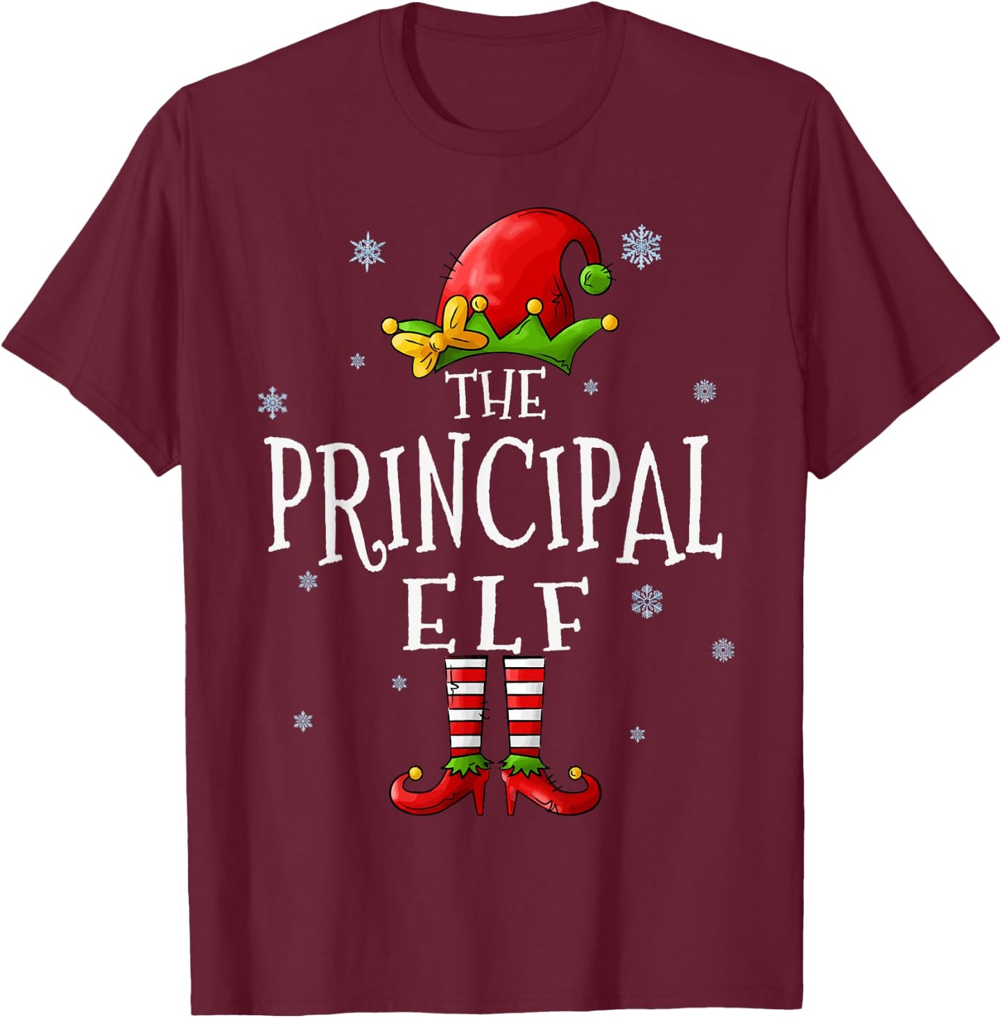 The Principal Elf Squad Funny Xmas Groupe Matching Christmas T-Shirt - T-Shirt | Maroon