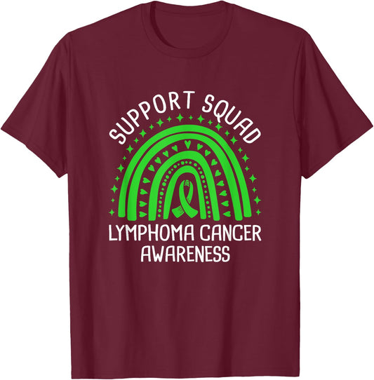 Support Squad Lymphoma Cancer Awareness T-Shirt - T-Shirt | Maroon