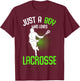 Just a Boy who loves Lacrosse Player Youth Men Boys Kids T-Shirt - T-Shirt | Maroon