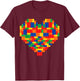 Heart Valentines Day Master Builder Block Brick Building T-Shirt - T-Shirt | Maroon
