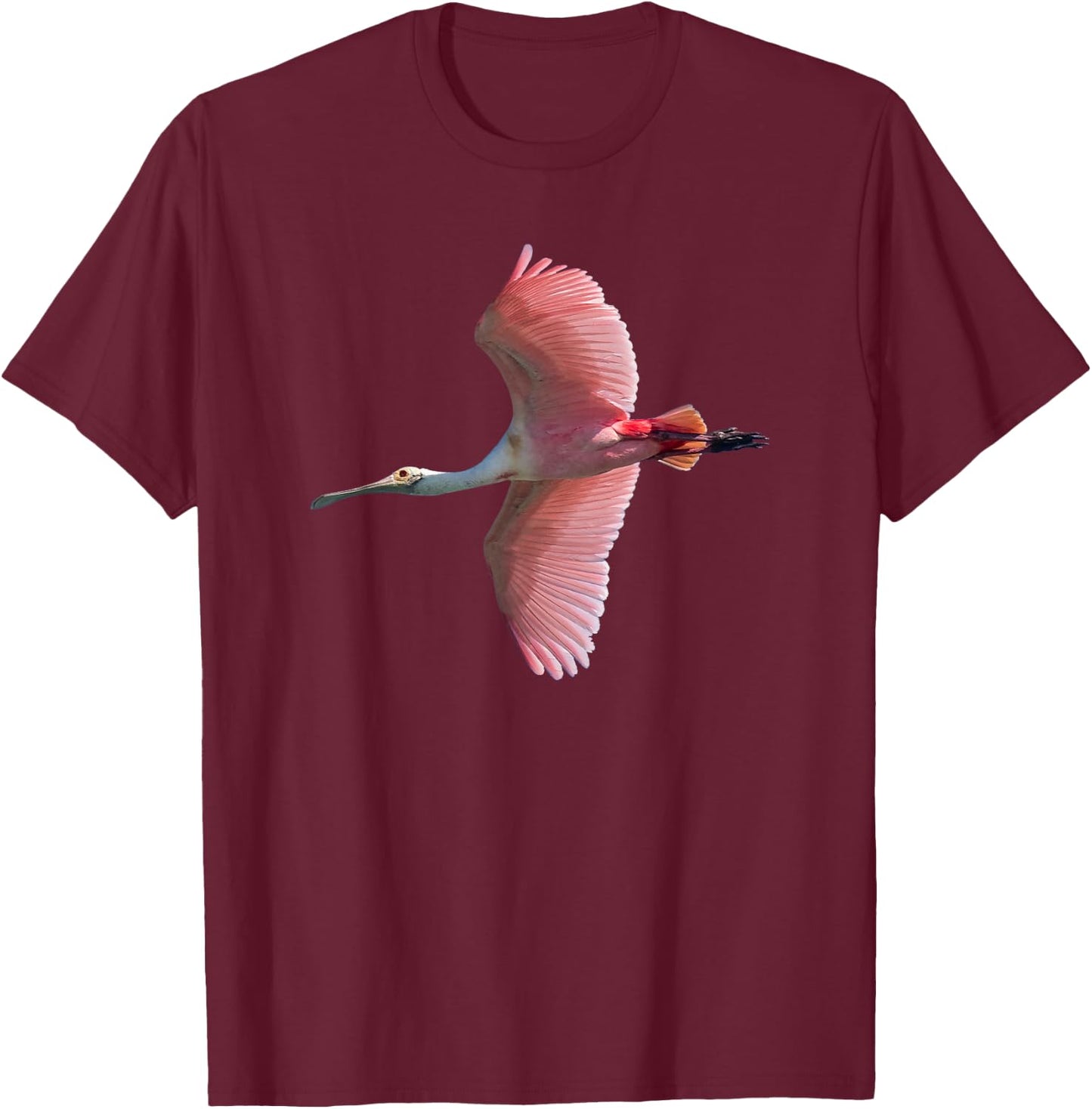 Roseate Spoonbill in Flight T-Shirt - T-Shirt | Maroon