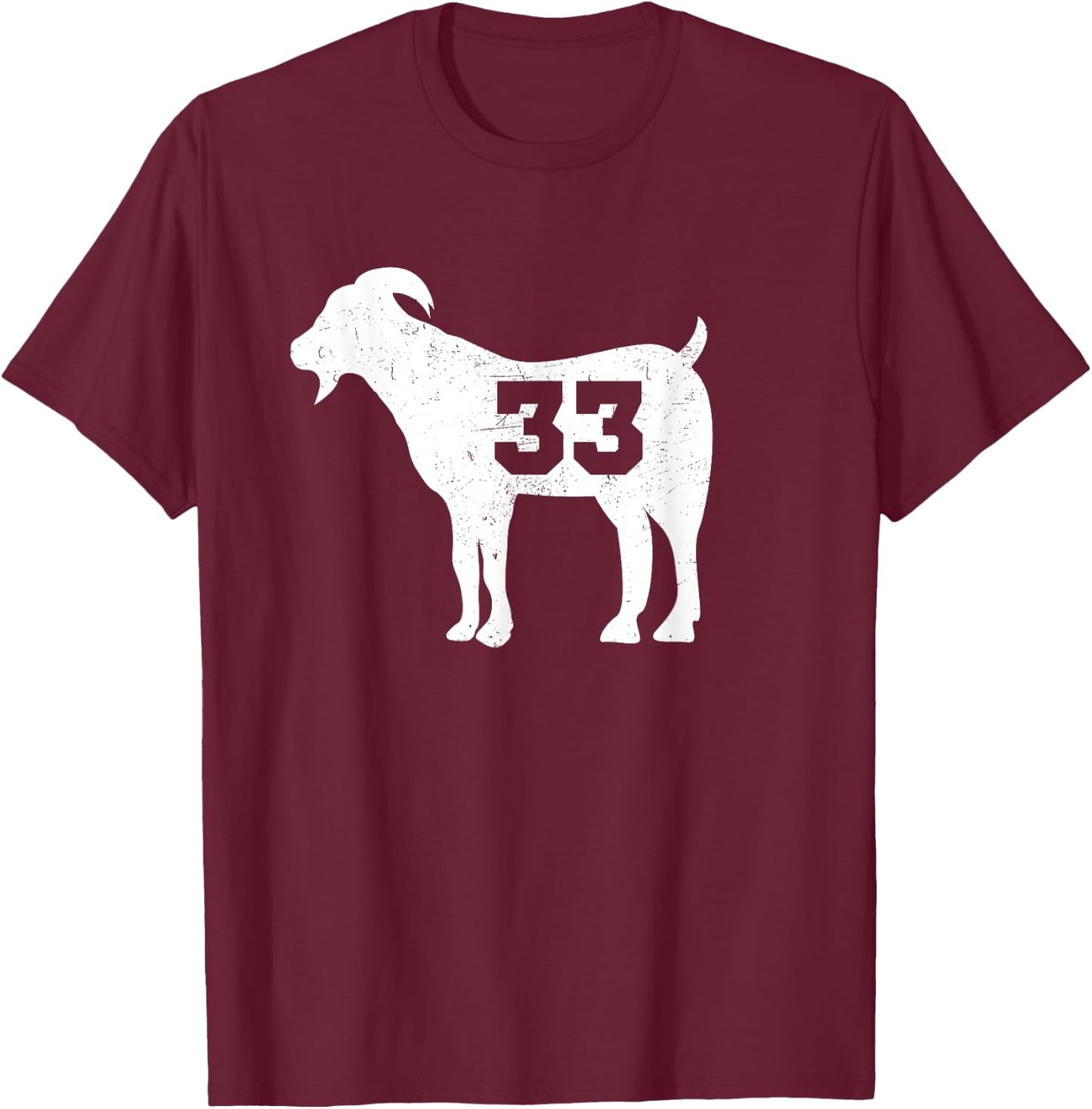 Vintage Distressed GOAT 33 T-Shirt - T-Shirt | Maroon