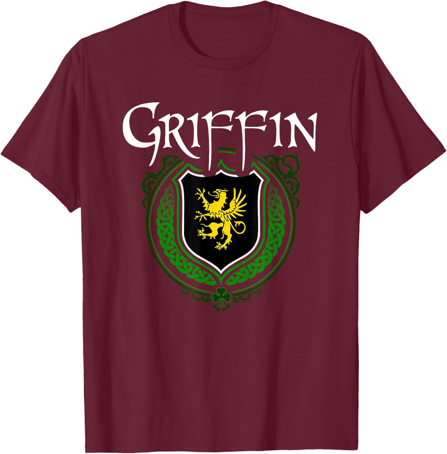 Griffin Surname Irish Clan Tartan Badge Ireland T-Shirt - T-Shirt | Maroon