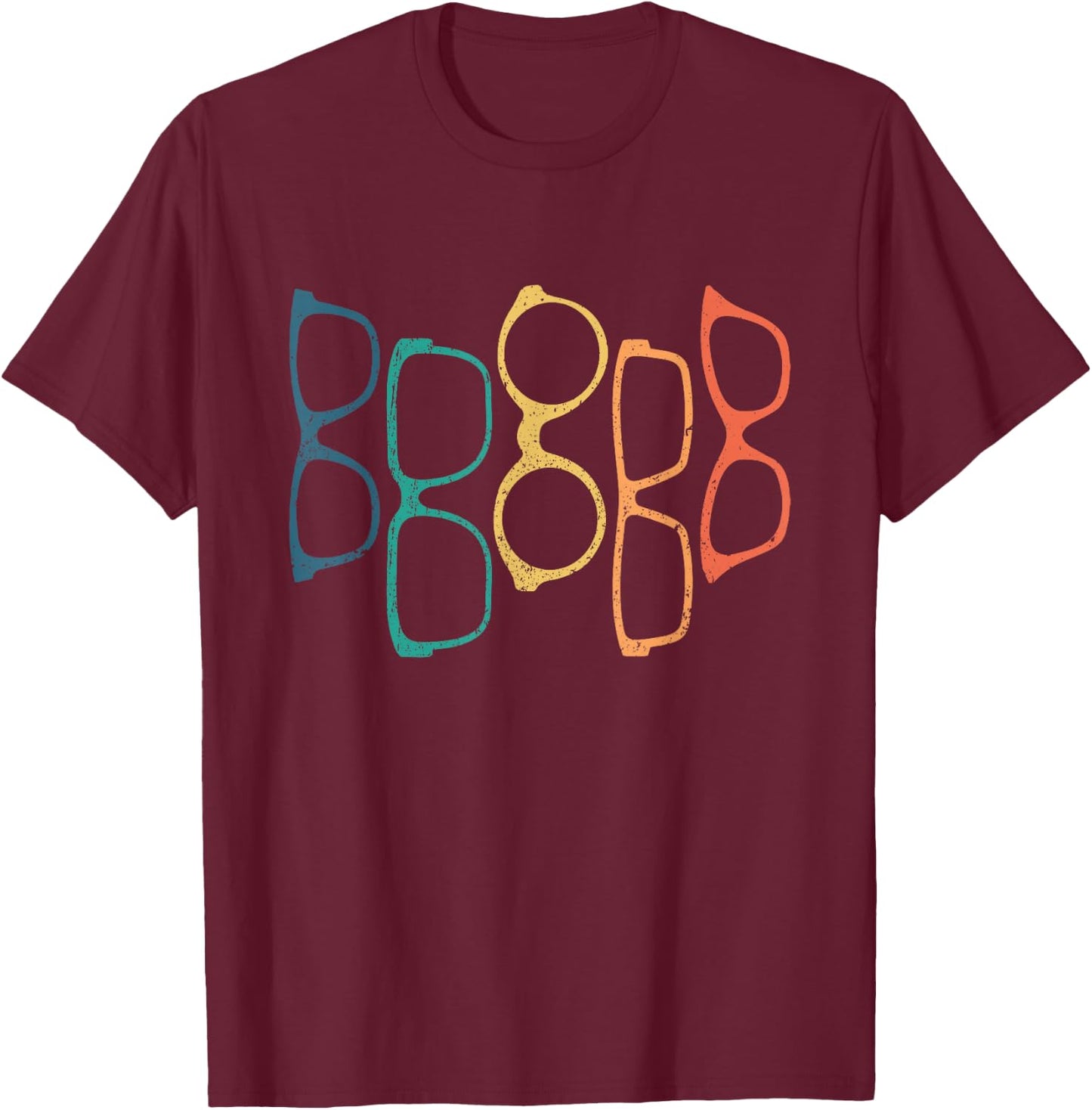 Retro Eyeglasses Eye Glass Doctor Glasses Wearer Optician T-Shirt - T-Shirt | Maroon
