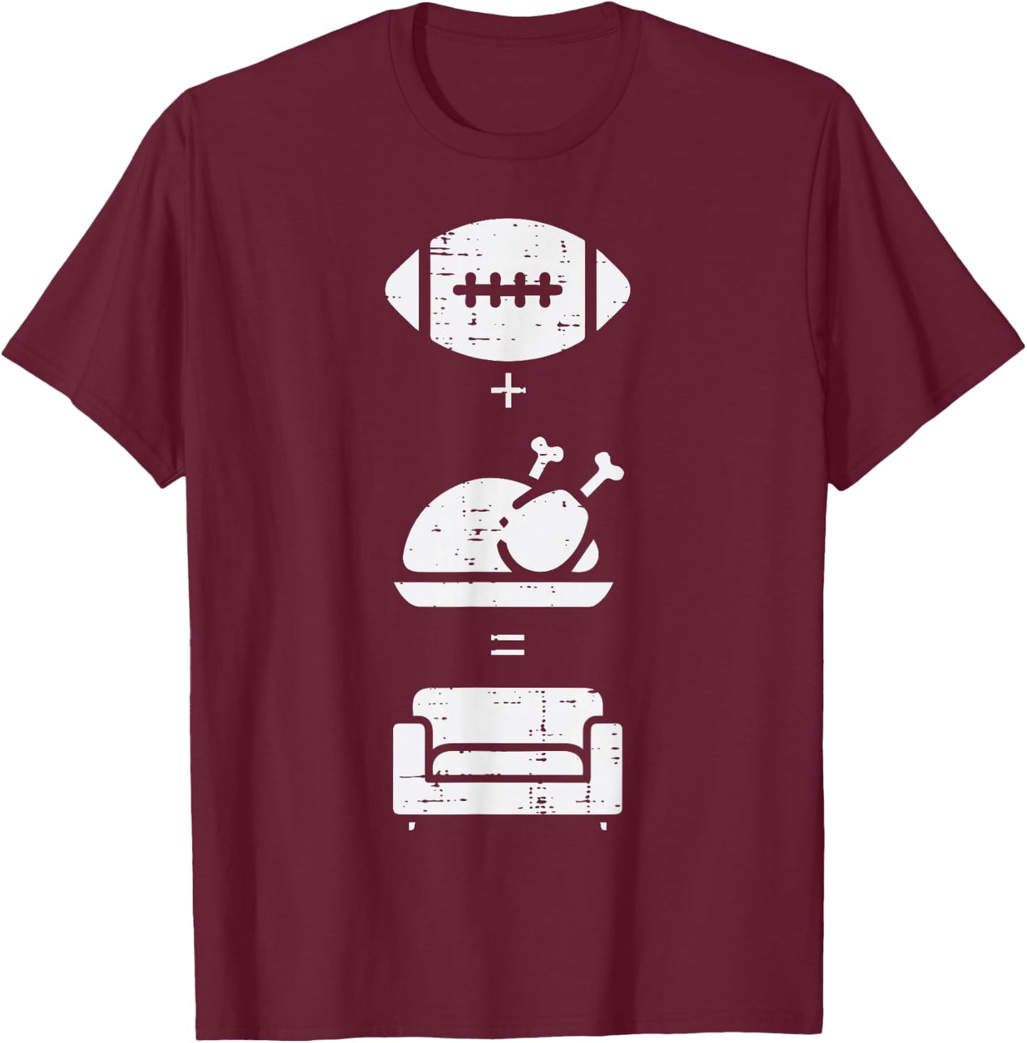 Football Turkey Couch Thanksgiving Sports Men Women Kids T-Shirt - T-Shirt | Maroon
