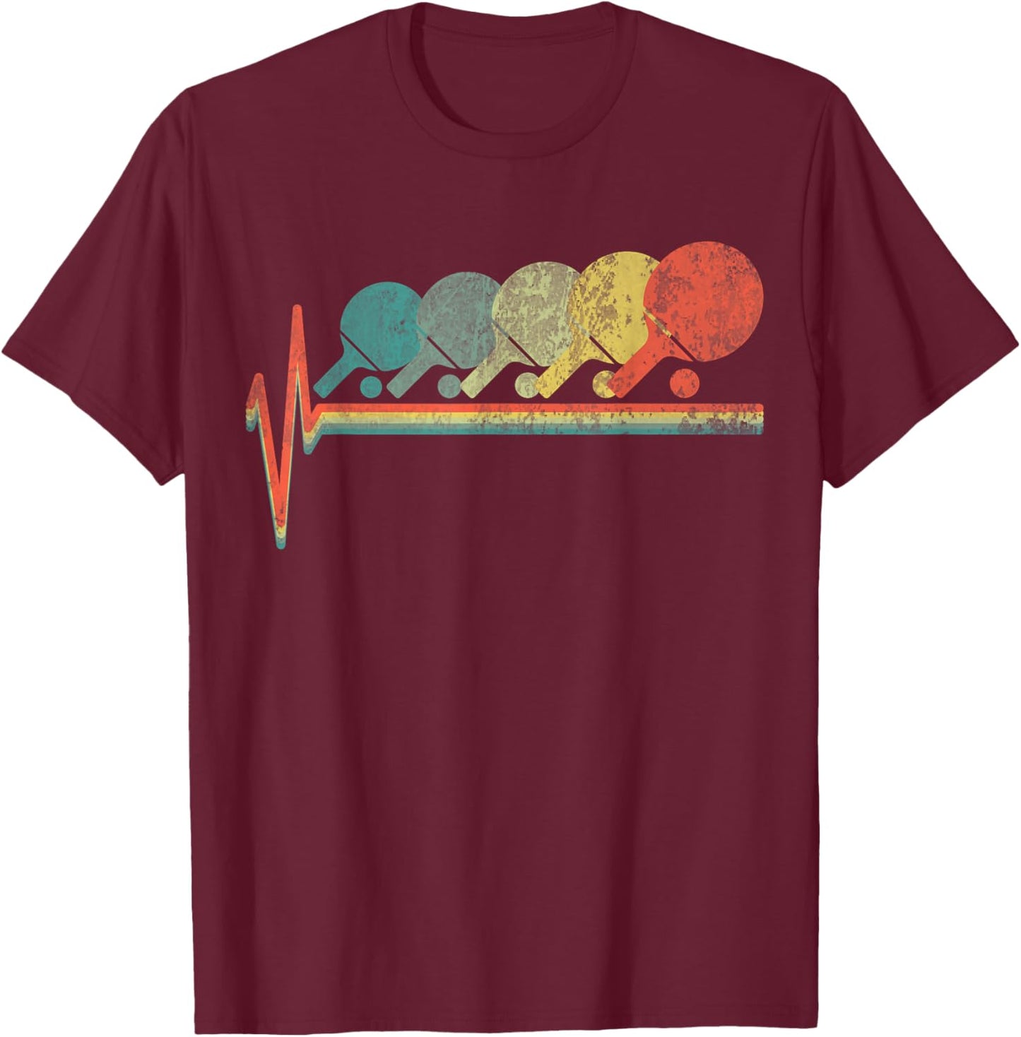 Vintage Ping Pong Paddle Table Tennis Funny 70s Women Men T-Shirt - T-Shirt | Maroon
