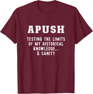 APUSH Testing My Knowledge & Sanity Funny AP US History Exam T-Shirt - T-Shirt | Maroon