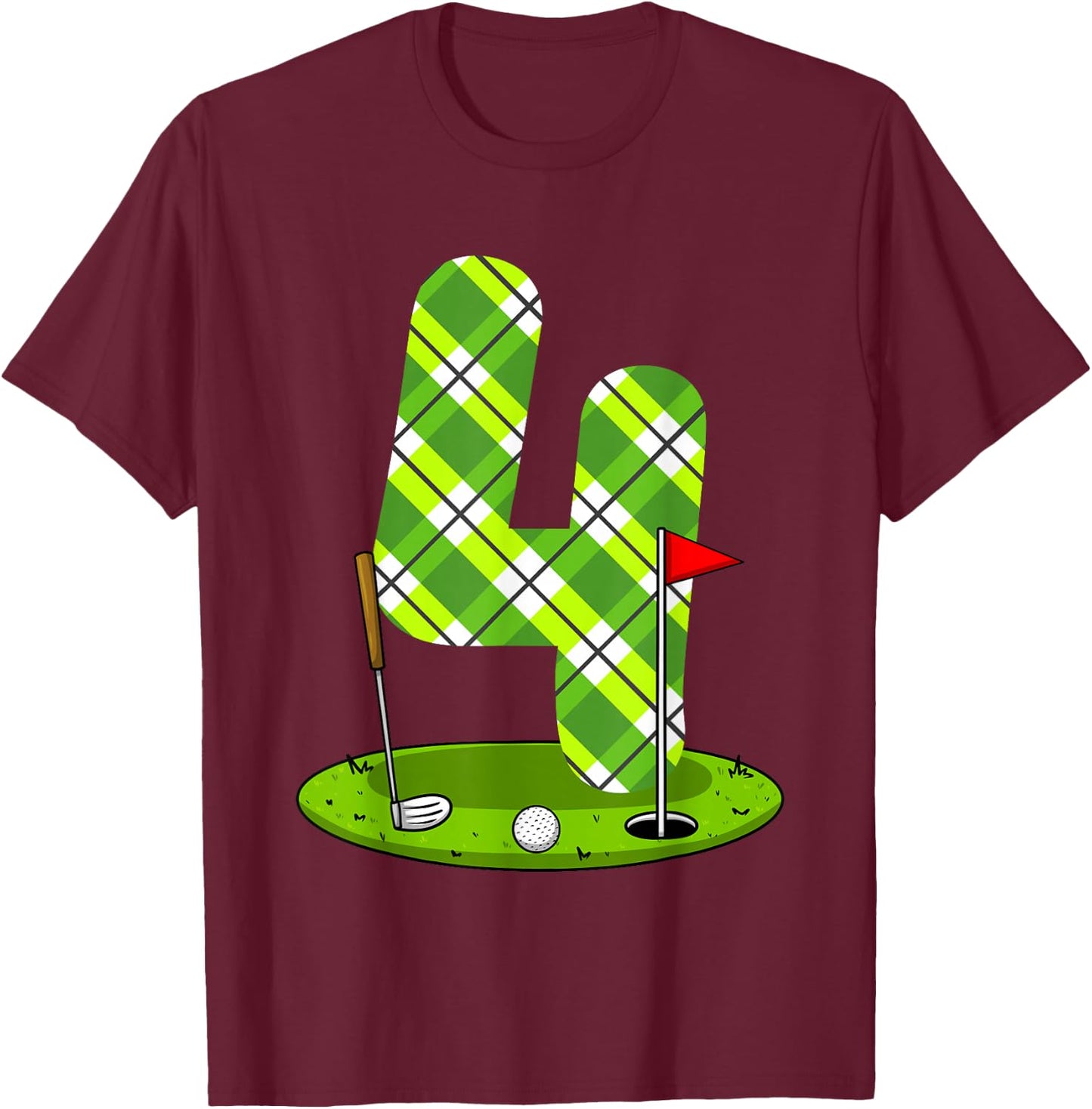 Golf Birthday Shirt For Kids 4th Birthday Party Golfer T-Shirt - T-Shirt | Maroon