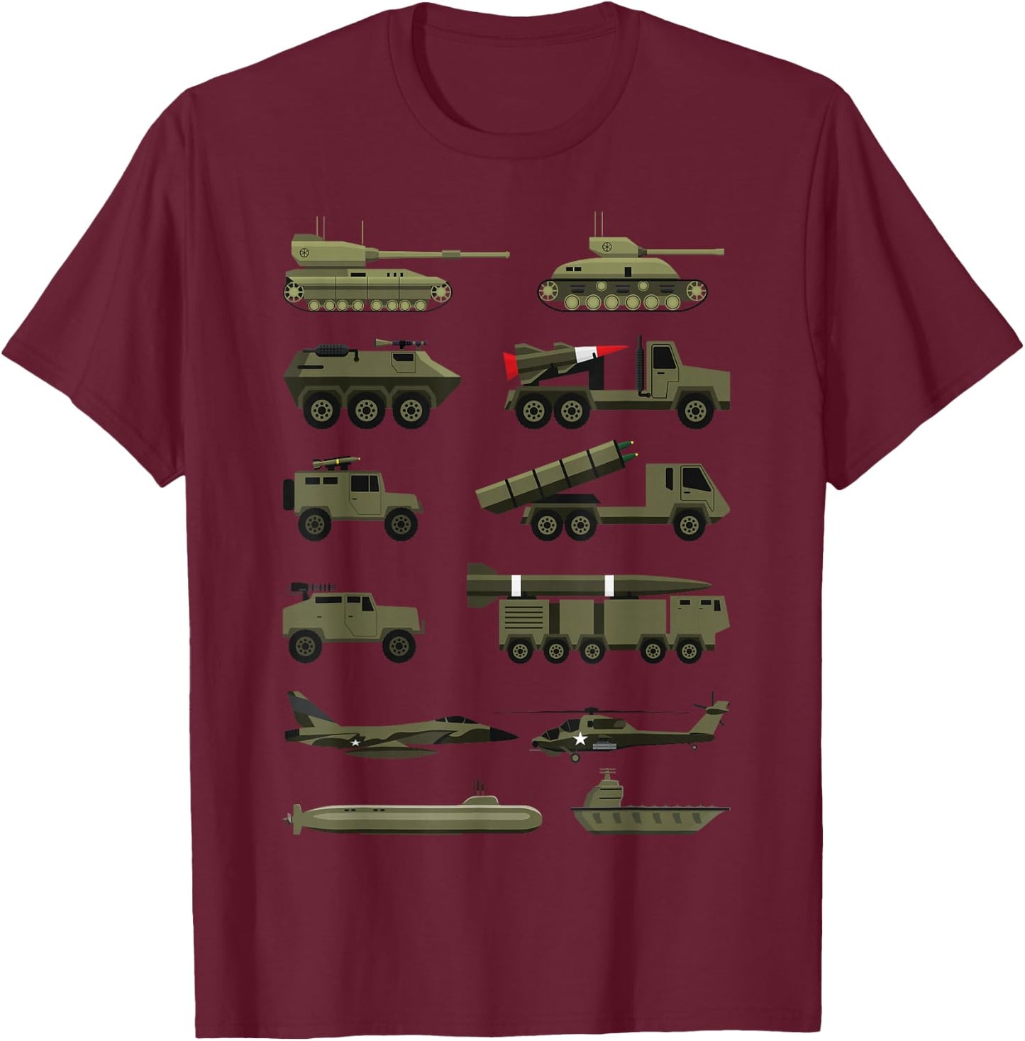 Military vehicles, Military Boy and Girl tank lover T-Shirt - T-Shirt | Maroon