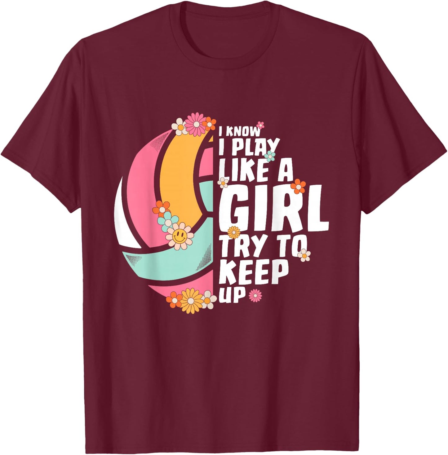 Volleyball Shirt Teen Girls Women College Volleyball Lover T-Shirt - T-Shirt | Maroon