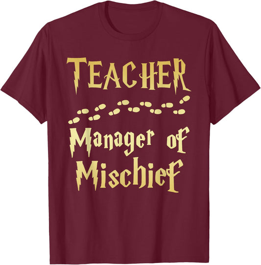 Magical Teacher, Manager of Mischief Birthday Family Party T-Shirt - T-Shirt | Maroon