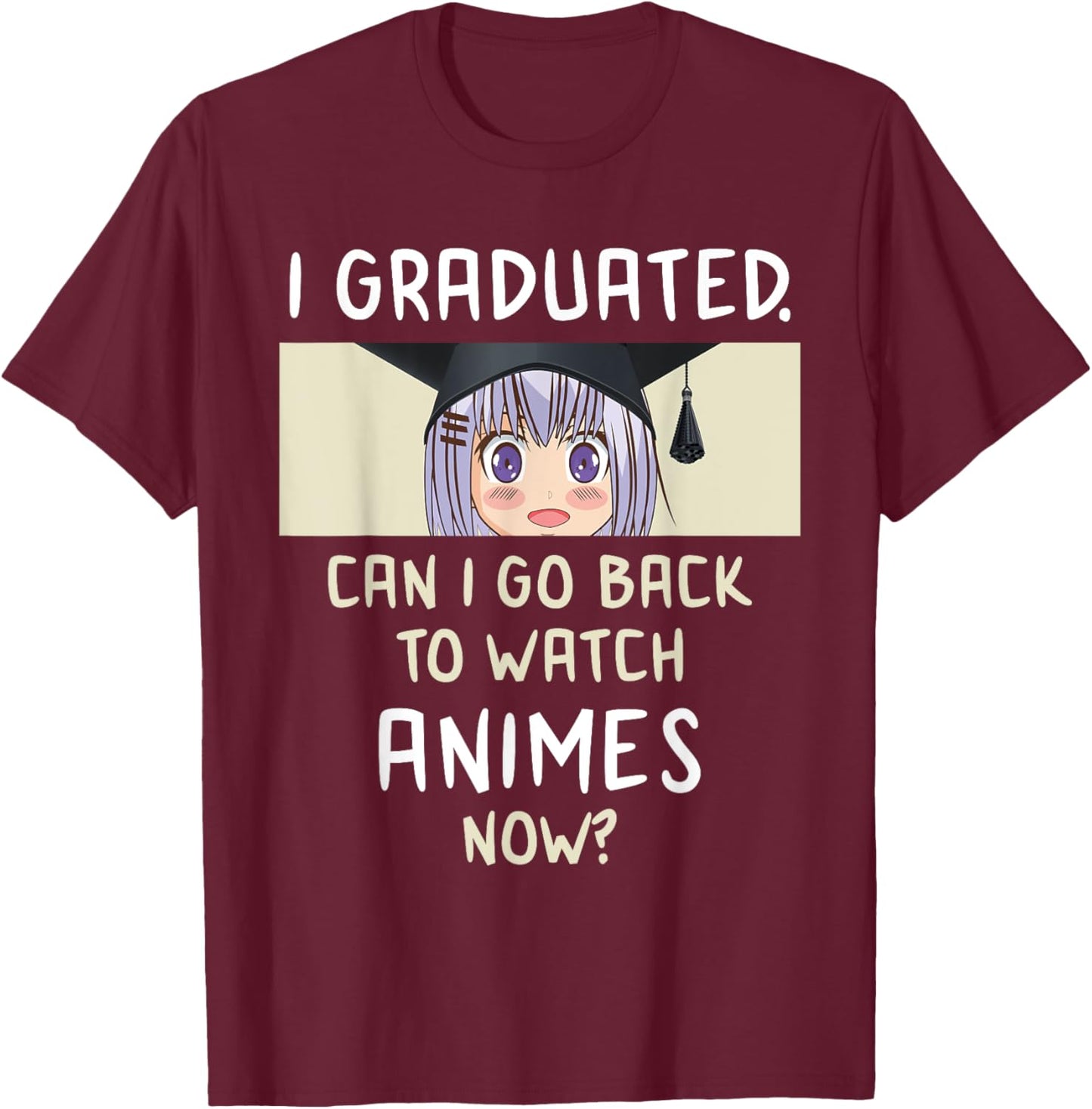 2025 Graduation anime lover high school college grad T-Shirt - T-Shirt | Maroon