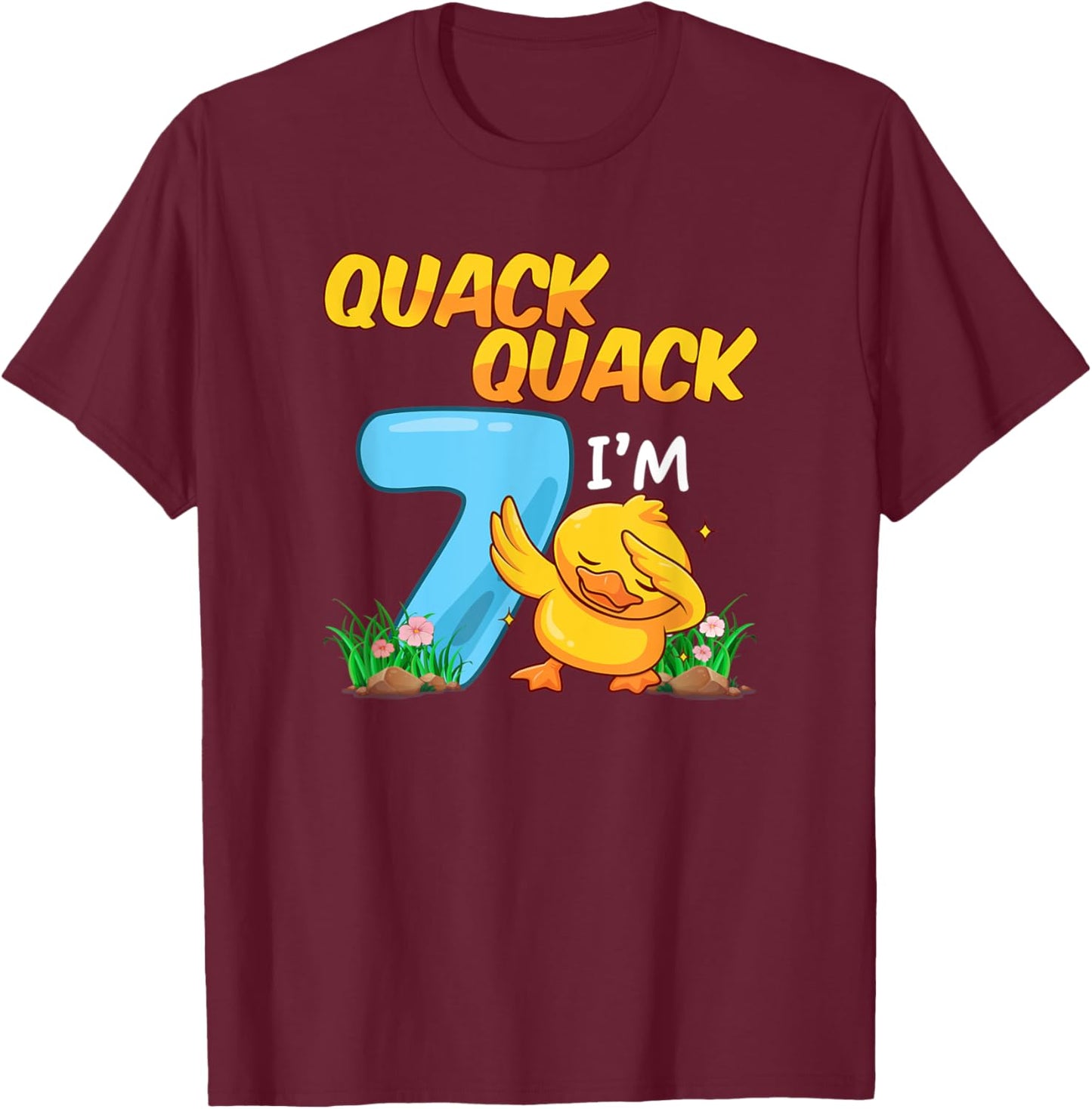 7 Year Old Gifts Boys Girls Teens Dabbing Duck 7th Birthday T-Shirt - T-Shirt | Maroon