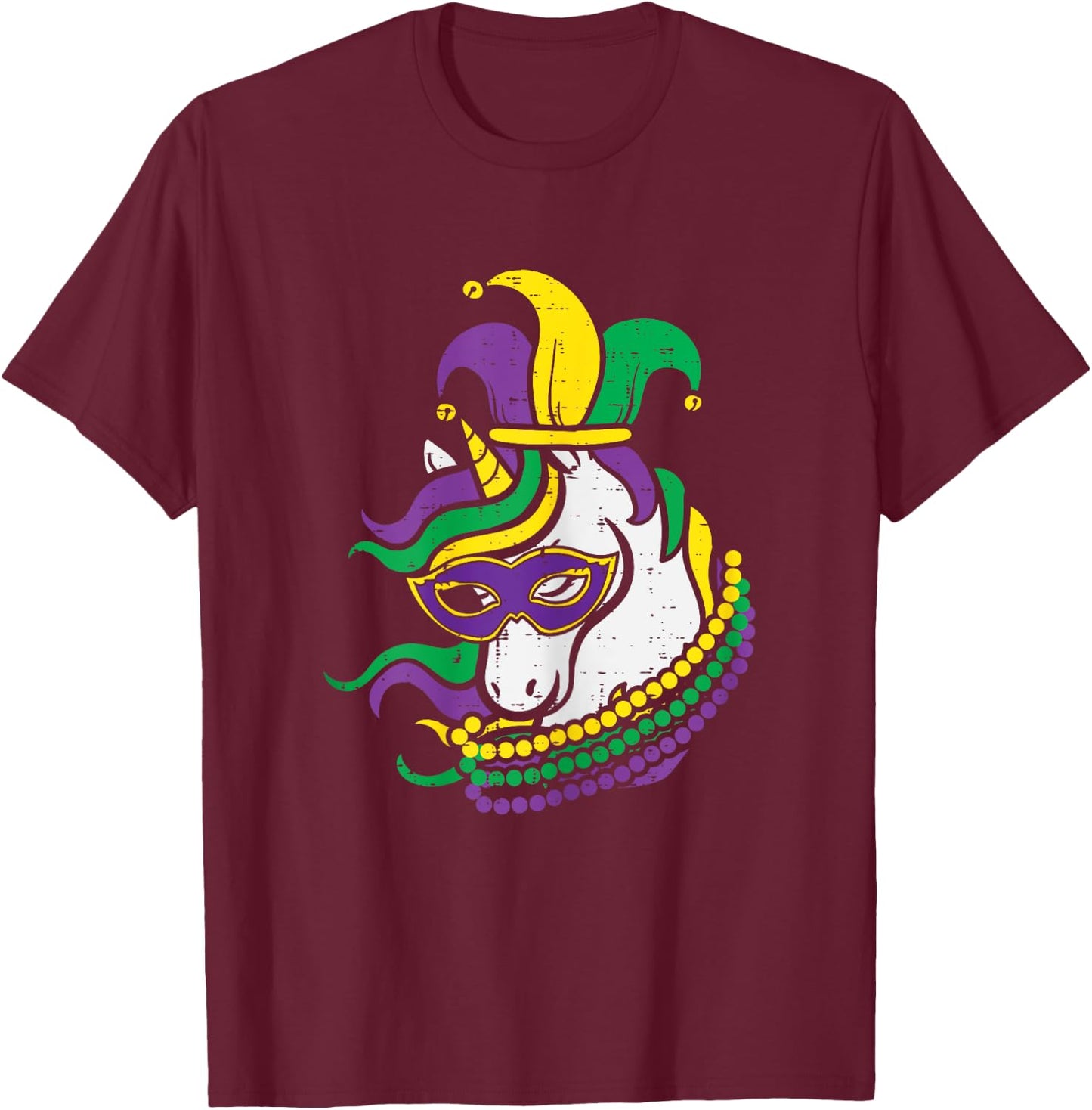 Mardi Gras Unicorn Cute Outfit Girls Kids Toddlers T-Shirt - T-Shirt | Maroon