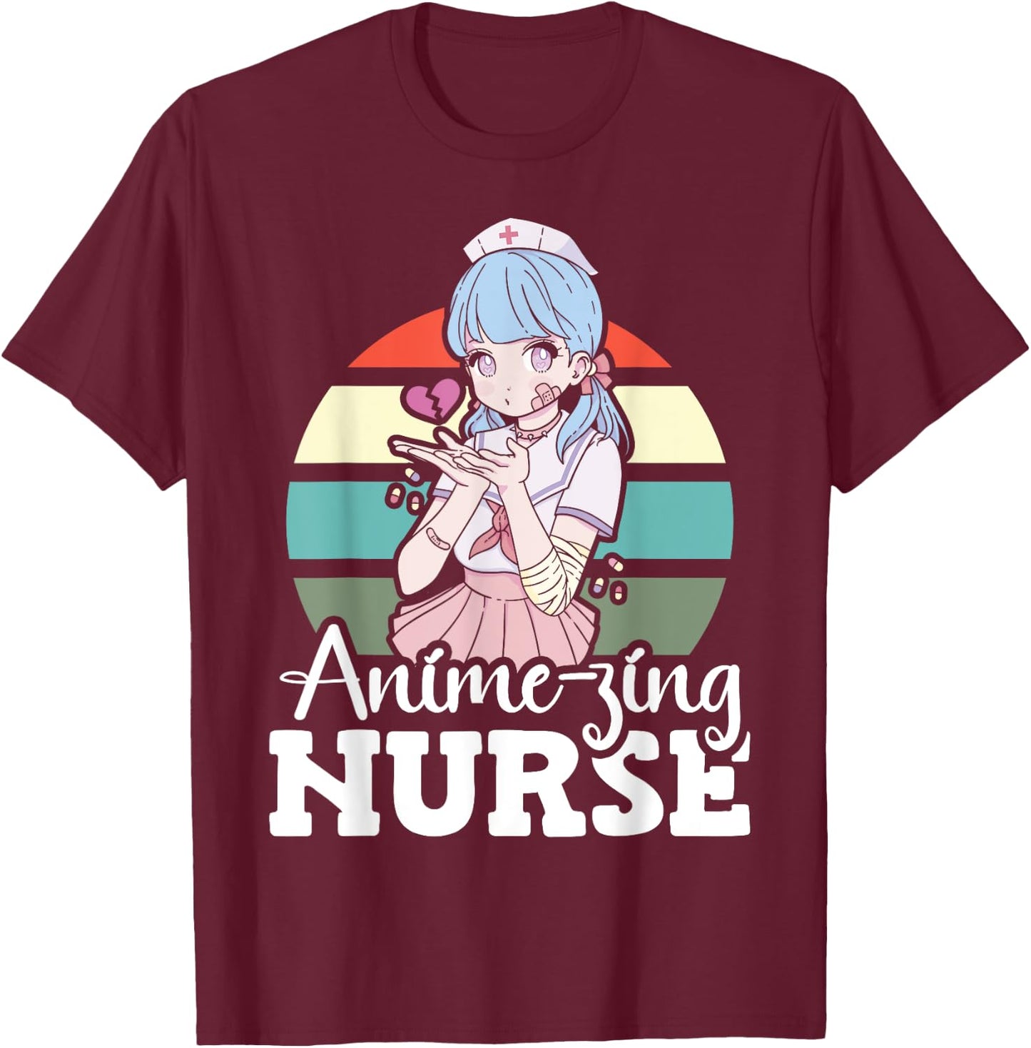 Anime-zing Nurse Japanese Anime National Nurse Day T-Shirt - T-Shirt | Maroon