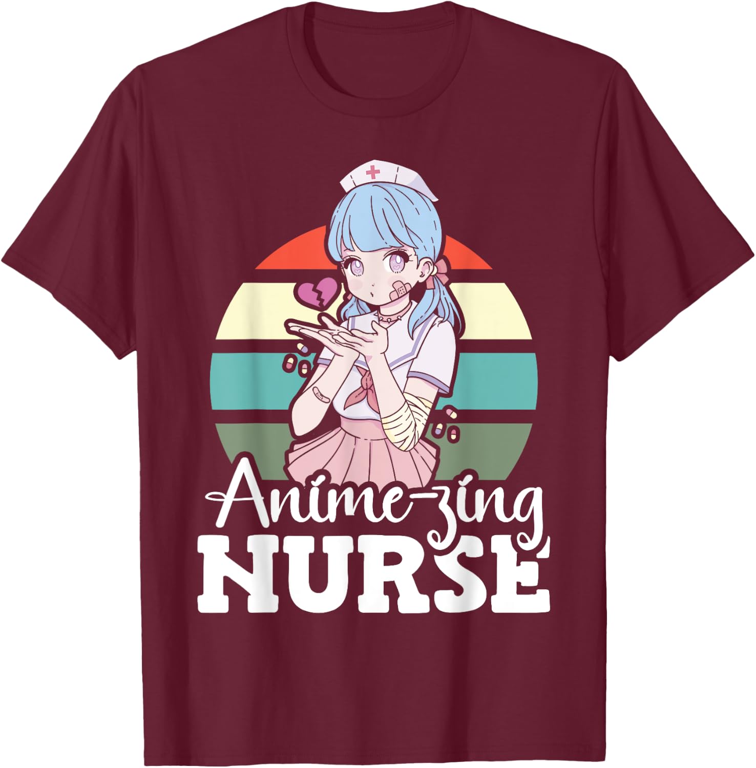Anime-zing Nurse Japanese Anime National Nurse Day T-Shirt - T-Shirt | Maroon