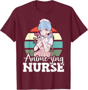 Anime-zing Nurse Japanese Anime National Nurse Day T-Shirt - T-Shirt | Maroon