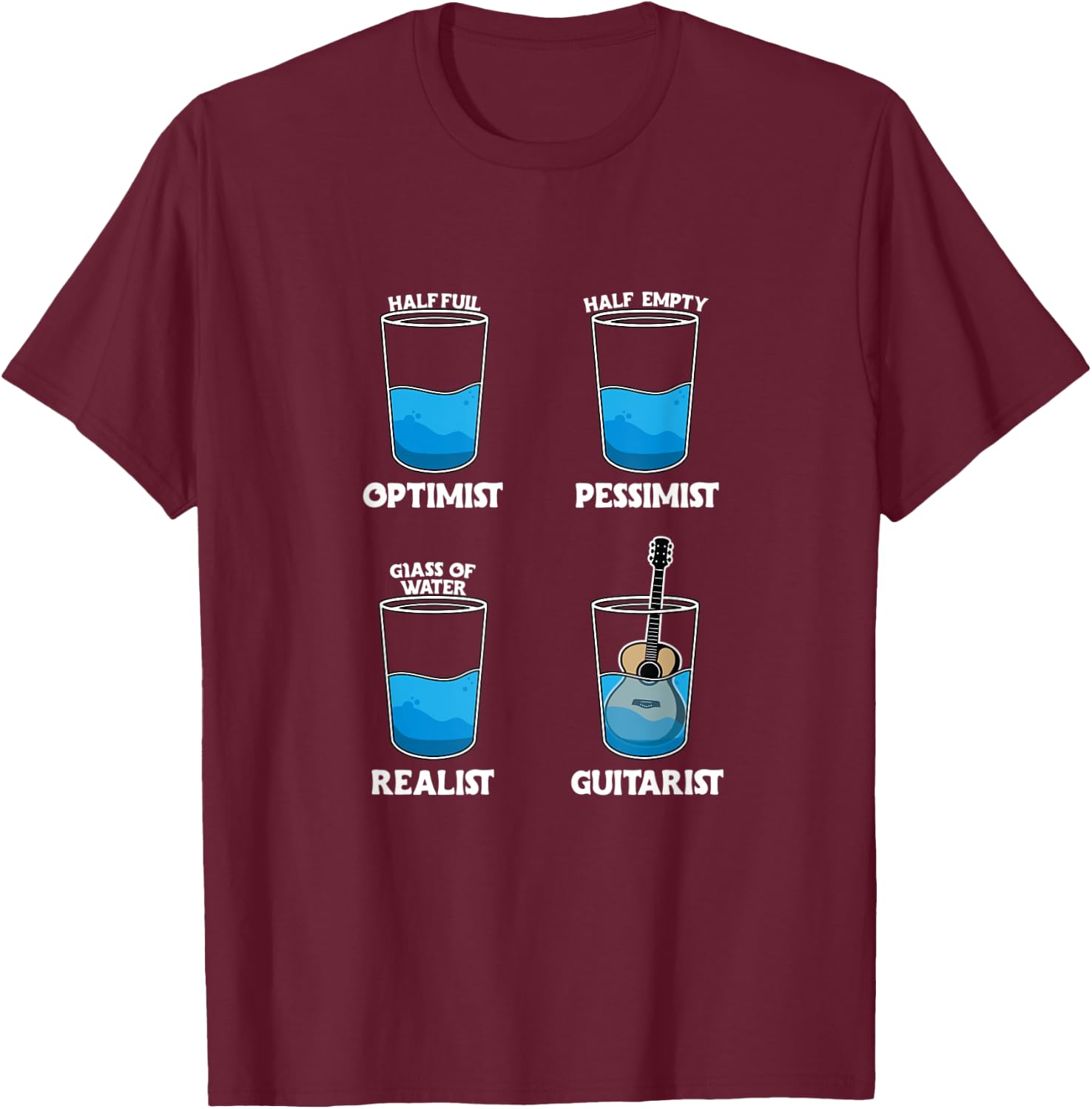 Optimist Pessimist Realist Guitarist Klassische Gitarre T-Shirt - T-Shirt | Maroon