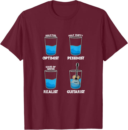 Optimist Pessimist Realist Guitarist Klassische Gitarre T-Shirt - T-Shirt | Maroon