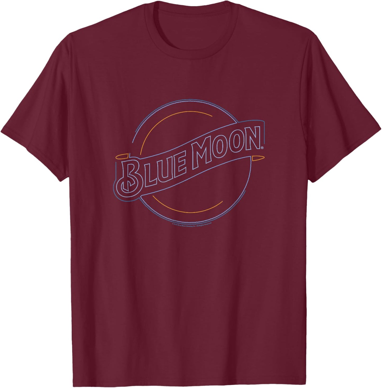 Coors Brewing Company Blue Moon Neon Classic Big Chest Logo T-Shirt - T-Shirt | Maroon