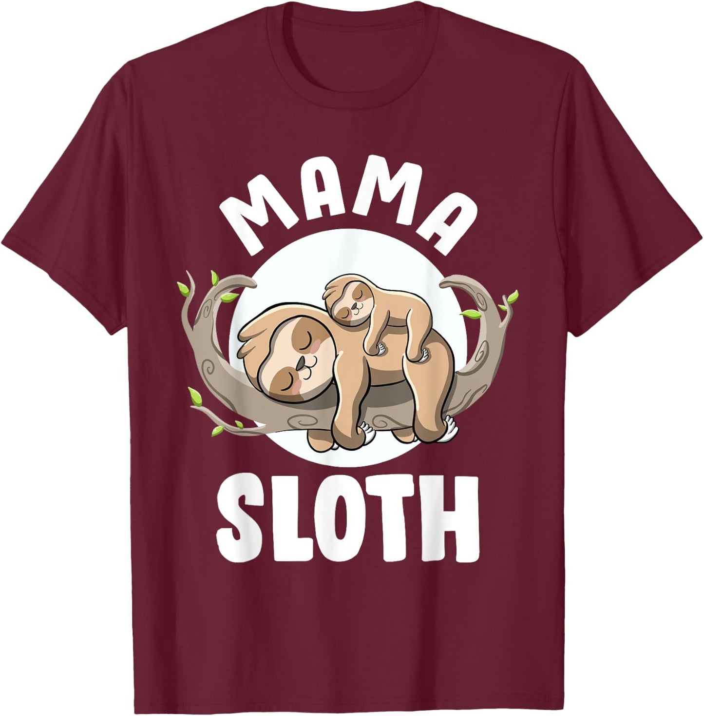 Mama Sloth Cute Pregnancy Announcement Mom to be Sloth Mama T-Shirt - T-Shirt | Maroon