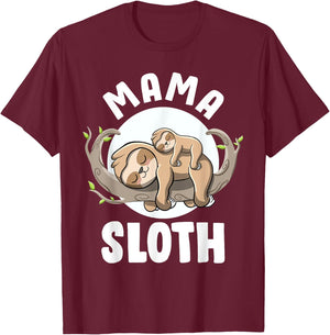 Mama Sloth Cute Pregnancy Announcement Mom to be Sloth Mama T-Shirt - T-Shirt | Maroon